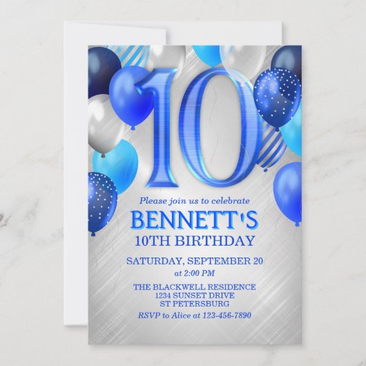 10. Boys Blue Birthday Einladung (Vorderseite)