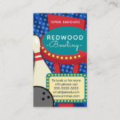 10 Button Bowling Retro Neon Bowling Galle Visitenkarte (Vorderseite)