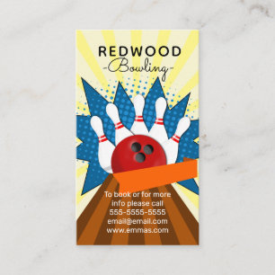 10 Button Bowling Retro Neon Bowling Galle Visitenkarte