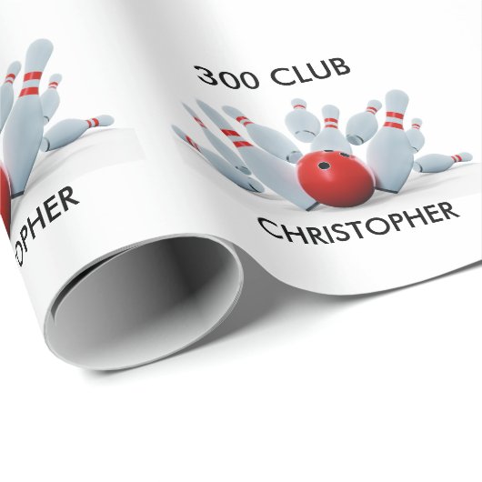 10 Button Bowling Strike Geschenkpapier (Rolleneckpunkt)