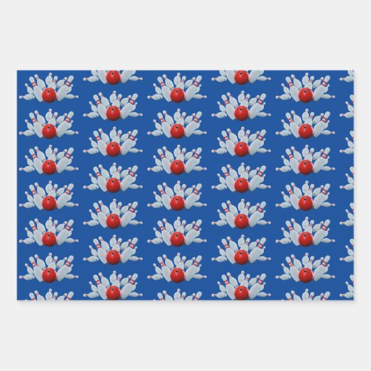 10 Button Bowling Strike Geschenkpapier Set (Vorderseite 3)