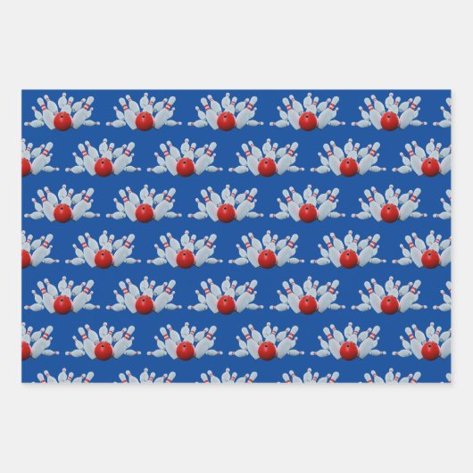 10 Button Bowling Strike Geschenkpapier Set (Vorderseite 2)