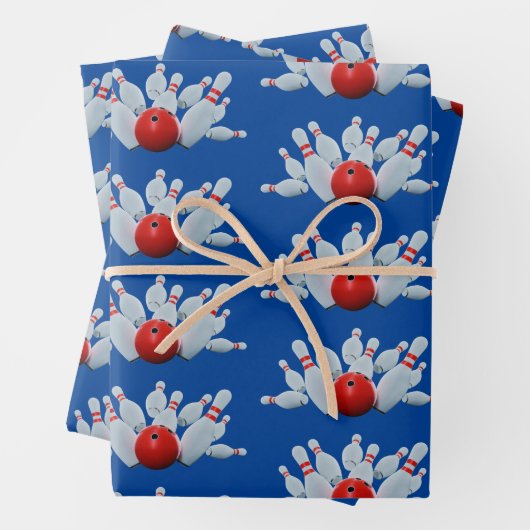 10 Button Bowling Strike Geschenkpapier Set (Beispiel)