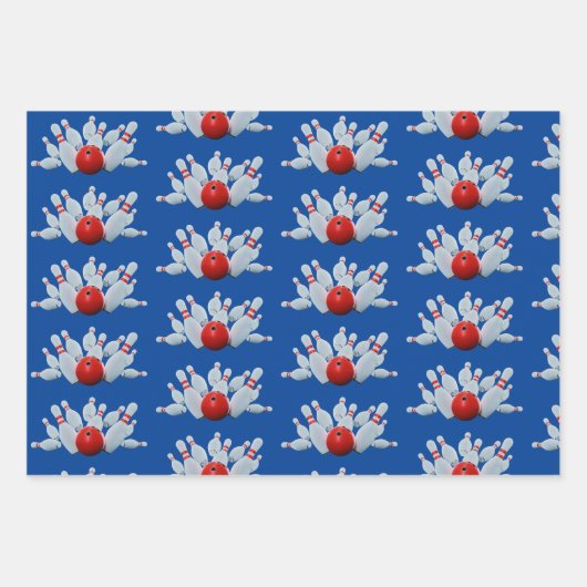 10 Button Bowling Strike Geschenkpapier Set (Vorderseite)