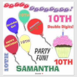 10. Cupcake Geburtstag Girl Balloons Vinyl Aufkleber