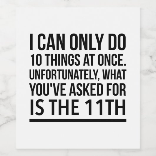 10 Dinge auf einmal schwarz Weinetikett (Einzelnes Label)