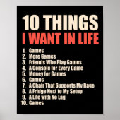 10 Dinge, die ich in Life Games Cool Gamer Design  Poster (Vorne)