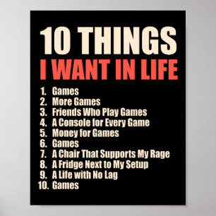 10 Dinge, die ich in Life Games Cool Gamer Design  Poster