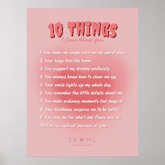 10 Dinge, die ich über Sie Liebe - Personalisiert Poster (Vorne)