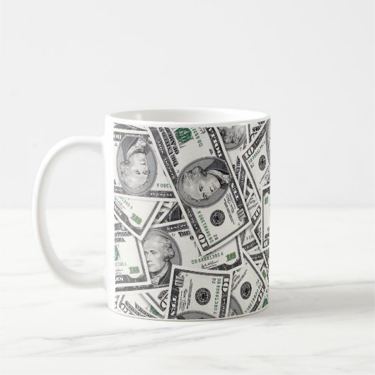 10-Dollar-Schein-Geldmuster Kaffeetasse (Links)