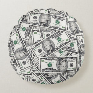 10-Dollar-Schein-Geldmuster Rundes Kissen