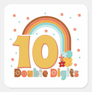 10 Doppelstühle Geburtstagskarte Girl Groovy Party Quadratischer Aufkleber