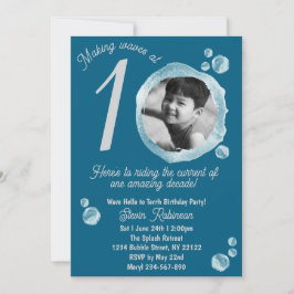 10. Dunkle Aquamarine Blase Geburtstagsparty Einla Einladung