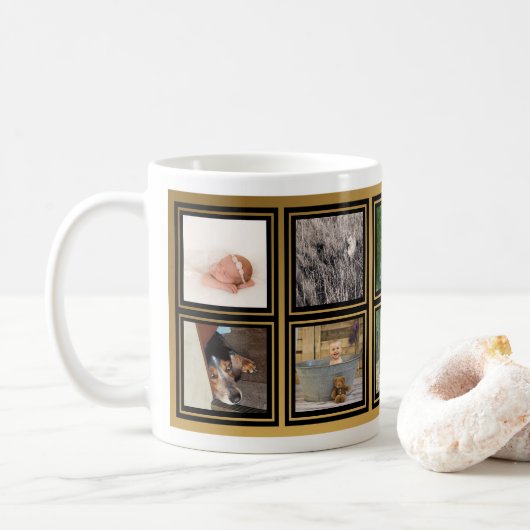 10 Familien-Foto-Collage kundenspezifisches Kaffeetasse (Mit Donut)