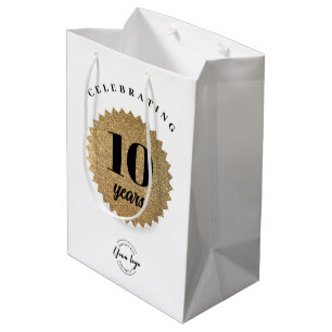 10. Firmenjubiläum Benutzerdefiniertes Logo Untern Mittlere Geschenktüte