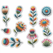 10 Folk Art Blume Transparente Aufkleber (Vorderseite)