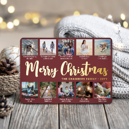 10 Foto Burgundy Frohe Weihnachten Moderne Collage Folien Feiertagskarte