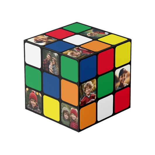 10 Foto Collage buntes Quadrat-Farbpuzzle Würfel (Rückseite Schrägansicht)