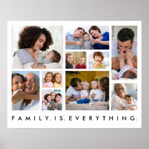 10 Foto-Collage Familie ist alles Zitat Weiß  Poster