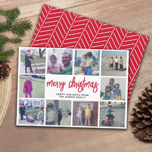 10-Foto-Collage - Frohe Weihnachten rotes Muster
