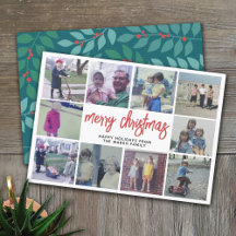 10 Foto-Collage - Frohe Weihnachten Teal Botanisch