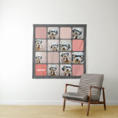 10 Foto Collage Gray Blush Pink Coral Script Name Wandteppich (Beispiel)