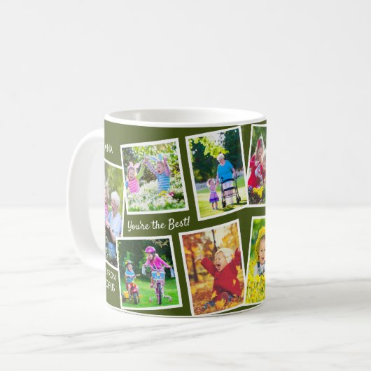 10 Foto Collage Green Personalisiert Nana Kaffeetasse (Vorderseite Links)