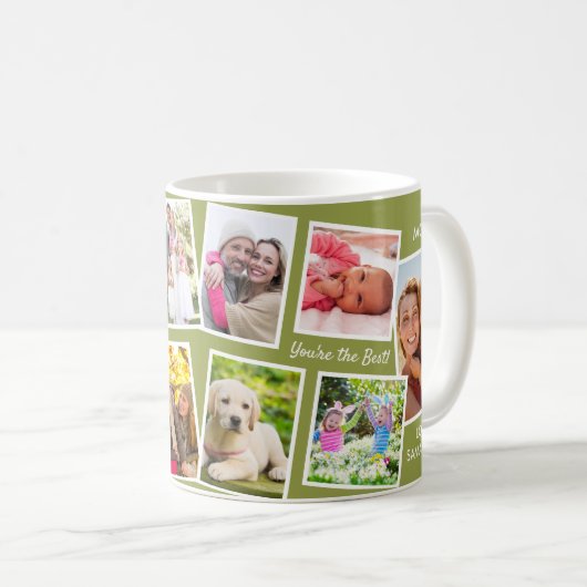 10 Foto Collage Grüne Personalisierte Mama Kaffeetasse (VorderseiteRechts)