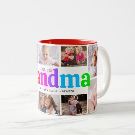 10 Foto Collage Liebe Sie Oma Multicolor Fett Zweifarbige Tasse (VorderseiteRechts)