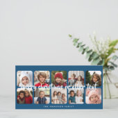 10 Foto Collage Minimal Frohe Weihnachten blau (Stehend Vorderseite)