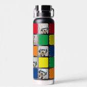 10 Foto Collage Moderne würfelrote blaugelbe Gelbe Trinkflasche (Rückseite)
