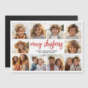 10 Foto-Collage - Moderner Frohe Weihnachten Magne Magnetkarte