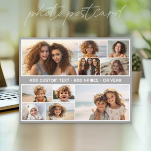10-Foto-Collage-Raster - Benutzerdefinierter Text  Postkarte