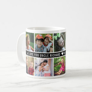 10 Foto-Collage Wir lieben dich Onkel Schwarz-Weiß Kaffeetasse