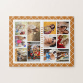 10 Foto Elegant Modernes Braun Kariert Stilvoller Puzzle (Horizontal)