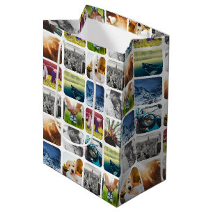 10 Foto Gittervorlagenquadrat, gerundeter weißer Mittlere Geschenktüte