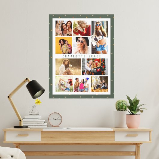 10 Foto Moderne Sterne Stilvolle Grüne Bezeichnung Leinwanddruck