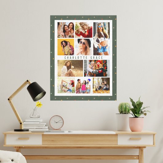 10 Foto Moderne Sterne Stilvolle Grüne Bezeichnung Leinwanddruck