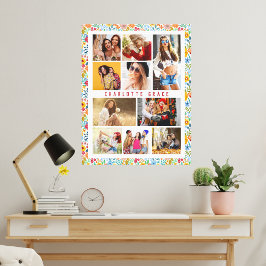 10 Foto Moderne Trendy Floral Stilvoller Name Leinwanddruck