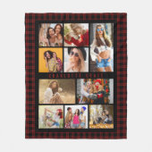 10 Foto Moderne Trendy Red Kariert Stylish Name Fleecedecke (Vorderseite)