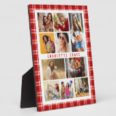 10 Foto Moderne Trendy Red Kariert Stylish Name Fotoplatte (Seite)