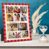 10 Foto Moderne Trendy Red Kariert Stylish Name Fotoplatte (Seite)