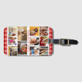 10 Foto Moderne Trendy Red Kariert Stylish Name Gepäckanhänger (Vorderseite (Horizontal))