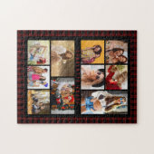 10 Foto Moderne Trendy Red Kariert Stylish Name Puzzle (Horizontal)