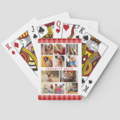 10 Foto Moderne Trendy Red Kariert Stylish Name Spielkarten (Rückseite)