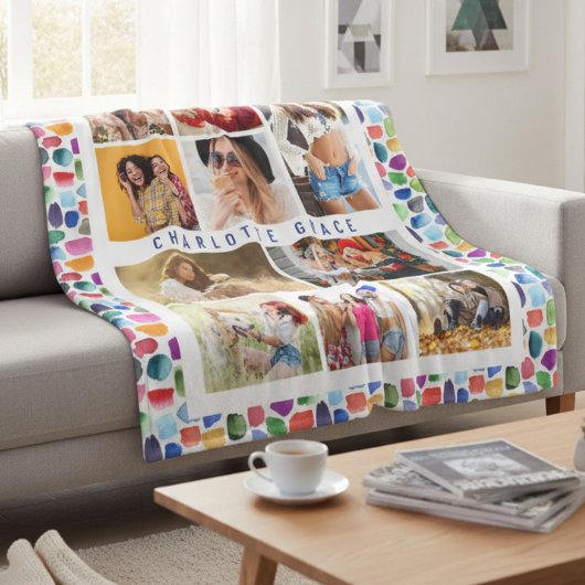 10 Foto Moderne Wasserfarbe Abstrakt Name Fleecedecke