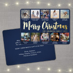 10 Foto Navy Blue Frohe Weihnachten Moderne Collag Folien Feiertagskarte<br><div class="desc">Senden Sie stilvolle fröhliche Grüße und teilen Sie 10 Ihrer Lieblingsfotos mit einer individuellen Foto Collage blau und goldfarben Folie Urlaubskarte. Der gesamte Text auf dieser Vorlage ist einfach zu personalisieren und enthält alle möglichen Formulierungen, wie z. B. Frohe Weihnachten, glückliche Feiertage, Frohe Festtage, Neujahrsjubiläen usw. (IMAGE PLACEMENT TIP: Eine...</div>