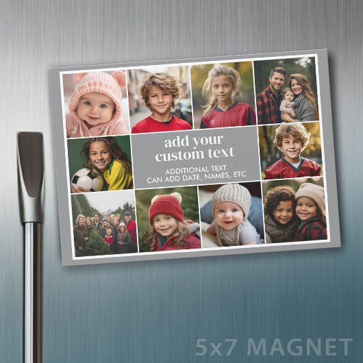 10-Foto-Rahmen mit Textmitte - grauer Magnet