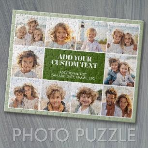 10-Foto-Rahmen mit Textmitte - olivgrün Puzzle