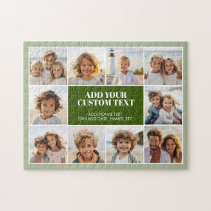 10-Foto-Rahmen mit Textmitte - olivgrün Puzzle